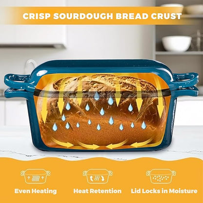 4.6 Quart Dutch Oven for Sourdough Bread Baking, Combo Oval Enameled Cast Iron - Image 3