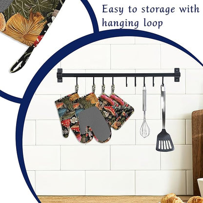 Mushroom Forest Oven Mitts and Pot Holders Cute Snail Wildflowers Silicone - Image 3