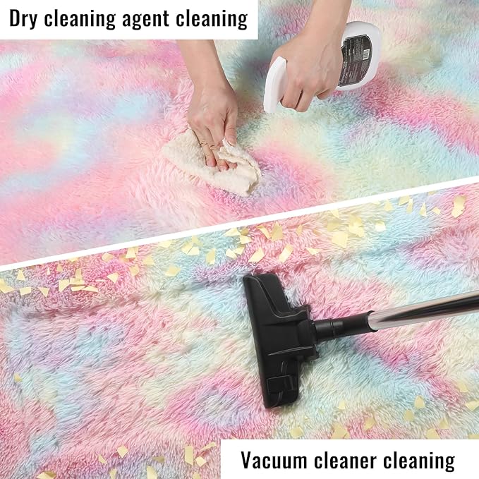 PAGISOFE Rainbow Runner Rugs for Girls Bedroom Plush Fluffy Hallway Rug 2x6 Ft - Image 5