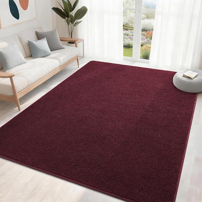 4x6 Red Area Rugs for Bedroom, Indoor Washable Memory Foam Burgundy Rug for - Image 3