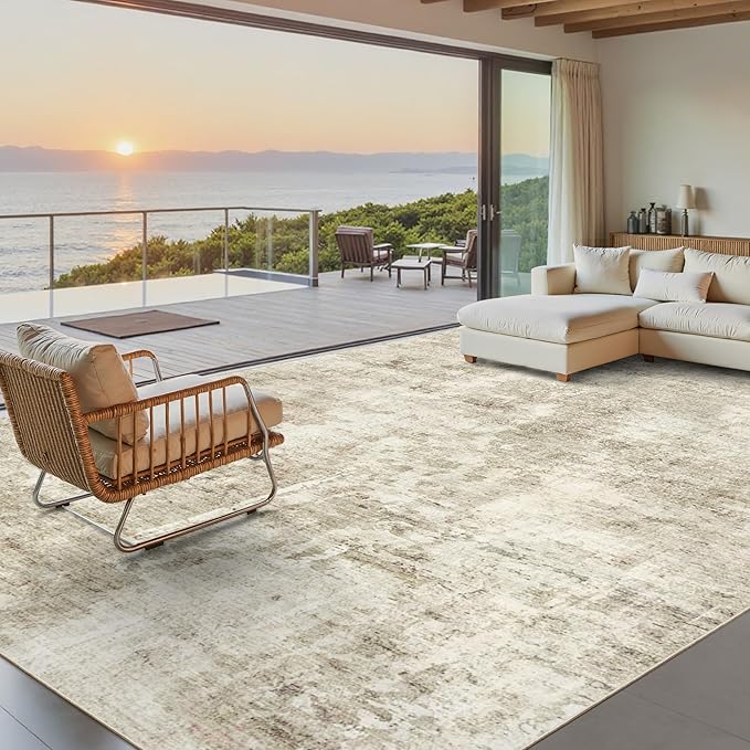 Soalmost 9x12 Area Rug for Living Room, Abstract Non Slip Machine Washable by Soalmost