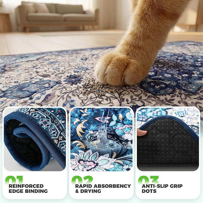 Hompet Cat Litter Mat 2 Pack, 54x54 Large Machine Washable Trapping Mats - Image 5