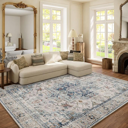 6x9 Area Rugs for Living Room: Washable Bedroom Rug Boho Vintage Rugs Stain by palohom