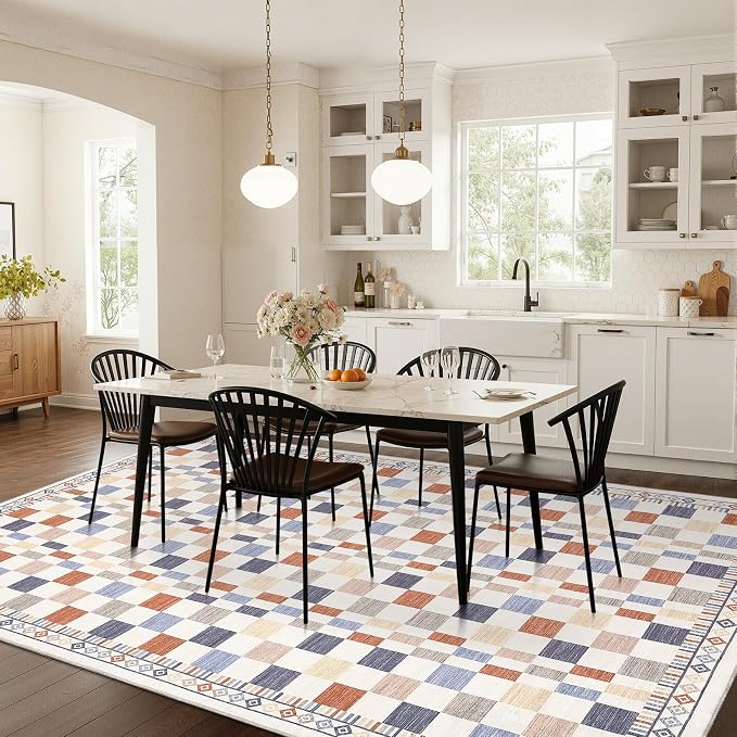 GarveeHome 8x10 Rug for Bedroom Modern Colorful Checkered Rug for Living Room - Image 8
