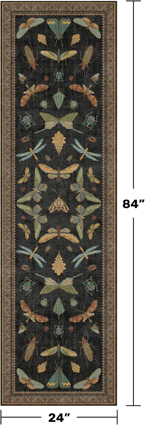 2x7 Black Non Slip Entryway Runner Rug, Boho Washable Runner - Image 2