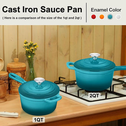 2 Quart Saucepan with Lid, Leonyo Enameled Cast Iron Sauce Pan, Cast Iron Pot - Image 6