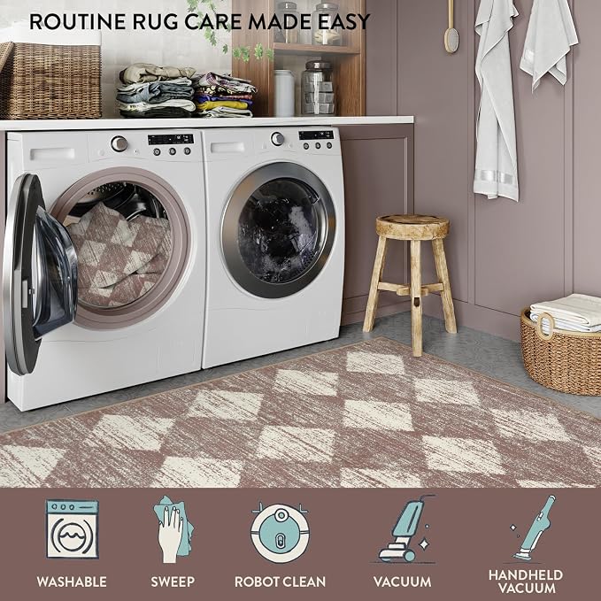 Lahome Zelie Trellis 2x7 Washable Kitchen Bathroom Runner Rug, Non Skid Runners - Image 5