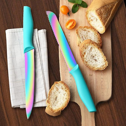Marco Almond Knife Block Set, Knife Set Rainbow Color, 14 Piece Stainless Steel - Image 5