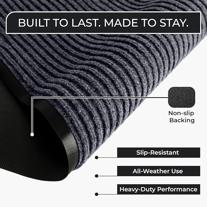 Large Door Mat 3' x 5' Grey, Heavy Duty Commercial Floor Mat, Industrial Floor - Image 2
