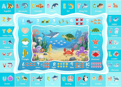 ABC Kids Ocean Rug for Playroom, 8x10 ft Alphabet Classroom Rug, Educational - Image 2