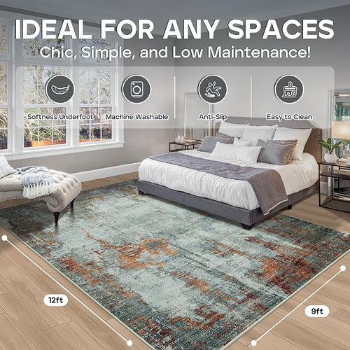 9x12 Area Rugs for Living Room Rug Washable: Modern Large Rug for Dining Room - Image 2