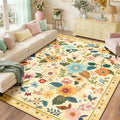 RELEANY Floral 8x10 Area Rugs Washable Print Boho Cute Carpet Non Slip Flower by RELEANY