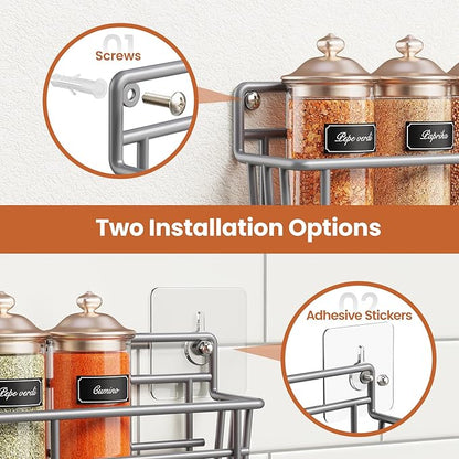 Mystozer 5 Pack Spice Rack Seasoning Organizer Wall Mount, Spice Storage Spice - Image 4