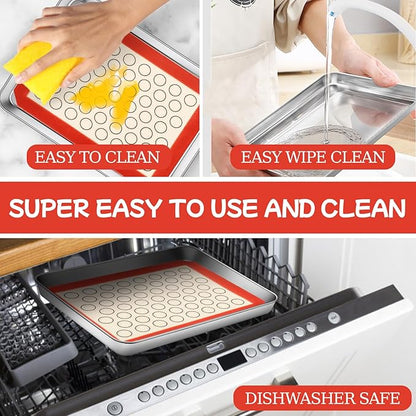 Baking Sheet with Silicone Baking Mat Set, CEKEE Stainless Steel Baking Sheet - Image 6