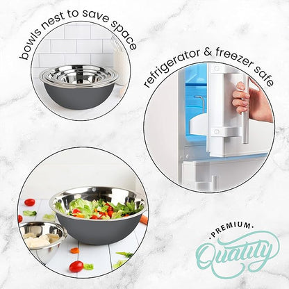 WHYSKO Meal Prep Stainless Steel Mixing Bowls Set, Refrigerator, and Kitchen - Image 8