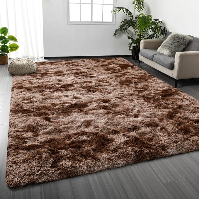 Deerhoo Large Shag Area Rugs 8 x 10, Tie-Dyed Plush Fuzzy Rugs by Deerhoo