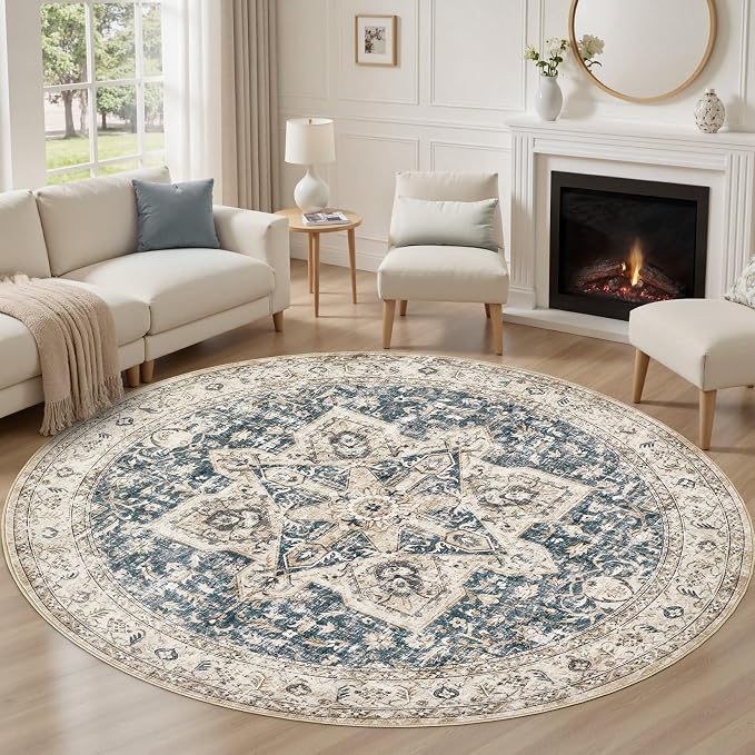 Tortania 8' Round Area Rug Living Room Rugs - Image 5