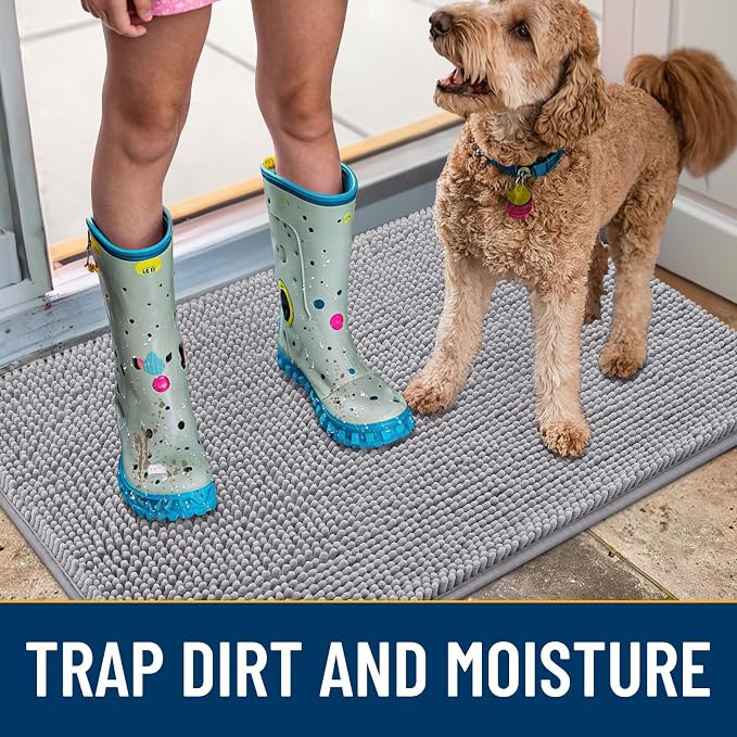 Smiry Dog Door Mat for Muddy Paws 40x32, Absorbent Dirt Trapper, Non-Slip - Image 3