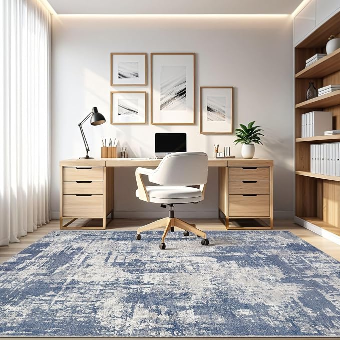 7x9 Area Rug Living Room: Washable Large Abstract Modern Soft Rug Stain - Image 8
