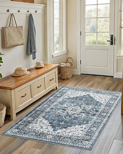 AMADA HOMEFURNISHING 4x6 Washable Area Rug, Low-Profile Entryway Rug by AMADAHOMEFURNISHING
