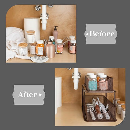 Sorbus 2 Tier Metal Under Sink Organizer - Image 7