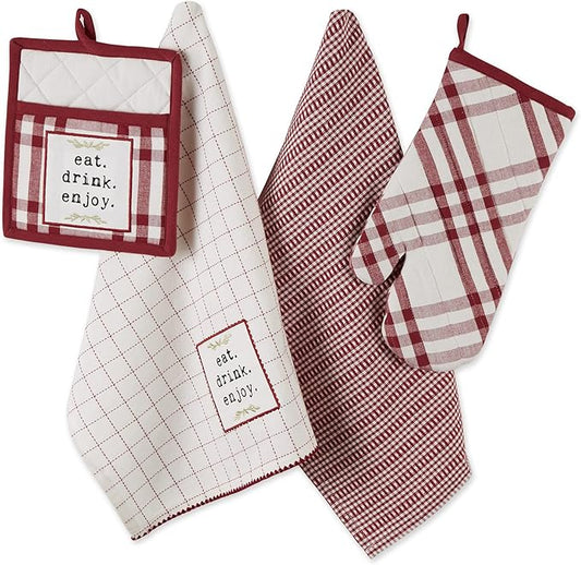 DII Home Sweet Farmhouse Kitchen Collection, Potholder/Oven Mitt/Dishtowel Set by DII