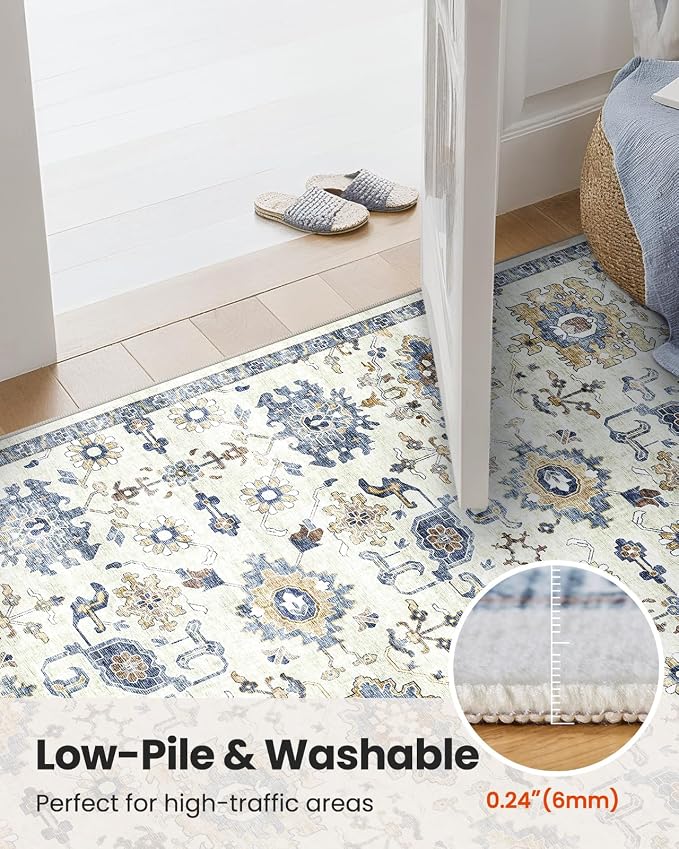 AMADA HOMEFURNISHING Washable Area Rug, Low-Profile Large Area Rug - Image 7