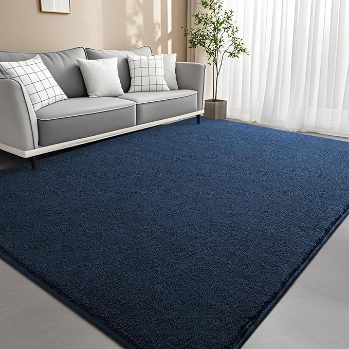 5x7 Feet Navy Blue Area Rugs for Bedroom, Indoor Washable Memory Foam Rug for by Woottpe