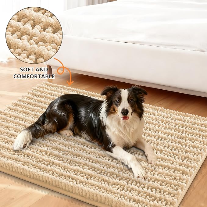 Smiry Dog Door Mat for Muddy Paws 71x46, Absorbent Dirt Trapper, Non-Slip - Image 2