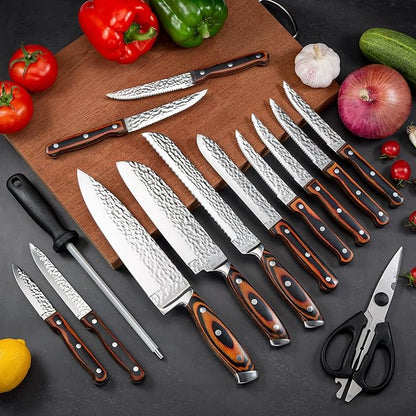 Kitchen Knife Sets with Block, 15-Piece High Carbon Stainless Steel Knife Block - Image 8