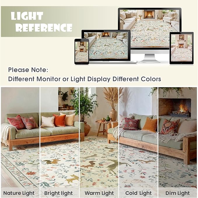 6x9 Area Rugs Washable Rug: Large Boho Living Room Rug Soft Non-Slip Low Pile - Image 9