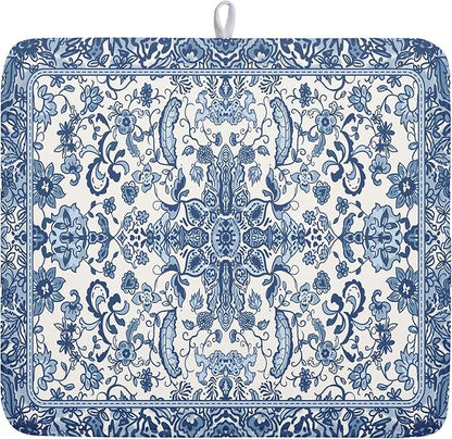 Chinoiserie Floral Dish Drying Mat by Kawani