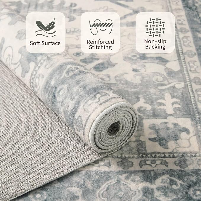 Rugxara 4ft Circle Rug, Soft Round Boho Rug, Washable Non Slip Area Rug - Image 4