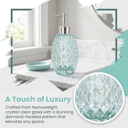 MALACHI Soap Dispenser Set, Crystal-Textured Diamond Glass - Image 4
