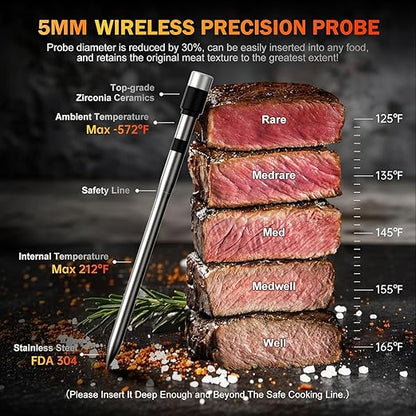 Meat Thermometer Wireless with 2 Probes, 800FT Bluetooth Digital Thermometer - Image 4