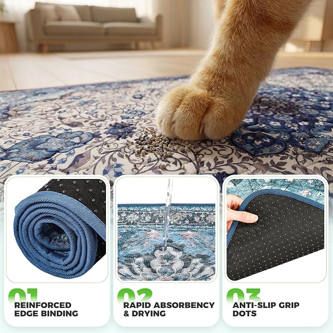 Hompet Cat Litter Mat 2 Pack, 72x72 Large Machine Washable Trapping Mats - Image 5