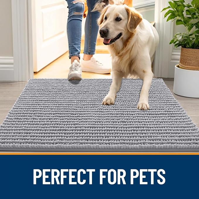 OLANLY Dog Door Mat for Muddy Paws 70x24, Ultra Absorbent Chenille Mud Doormat - Image 6