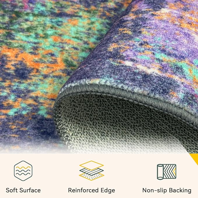 RELEANY Washable Area Rugs 5'x7' Non-Slip Modern Abstract Soft - Image 4
