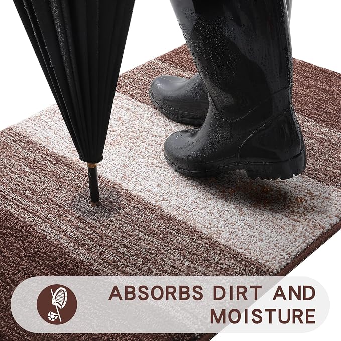 Kitinjoy Indoor Outdoor Door Mat, 44x24 Non-Slip Absorbent Dirt Trapper - Image 2