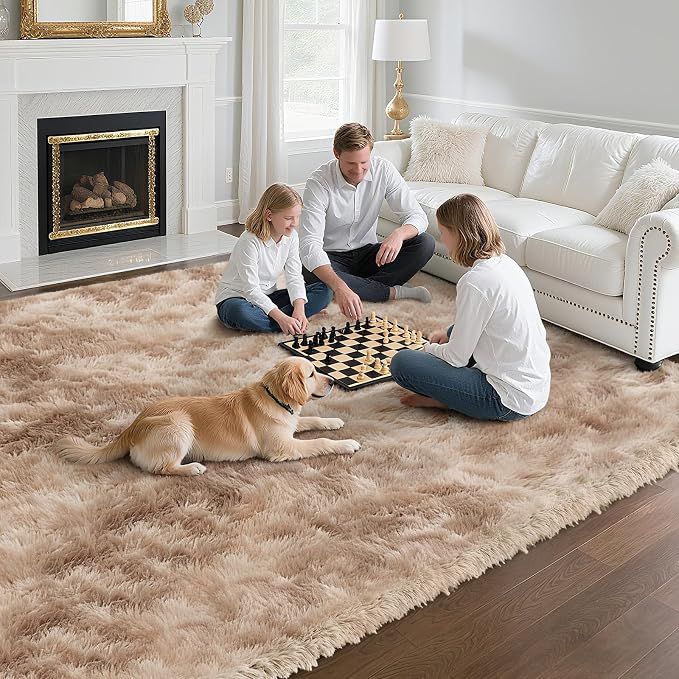 yongyangjuxin Fluffy Rug Shag Area Rug, Mottling Beige 6x9 Area Rugs - Image 5