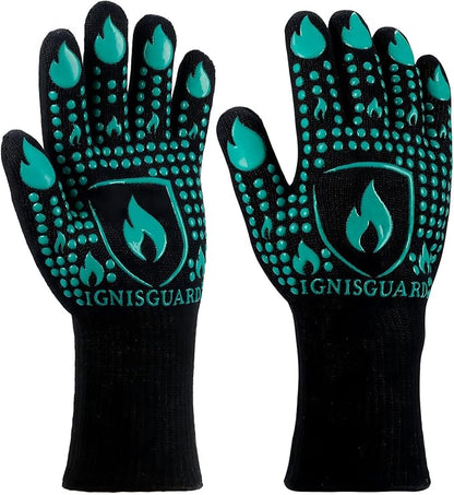 BBQ & Grill Gloves, Oven Gloves, 1472°F Silicone Oven Mitts Heat Resistant by IGNISGUARD
