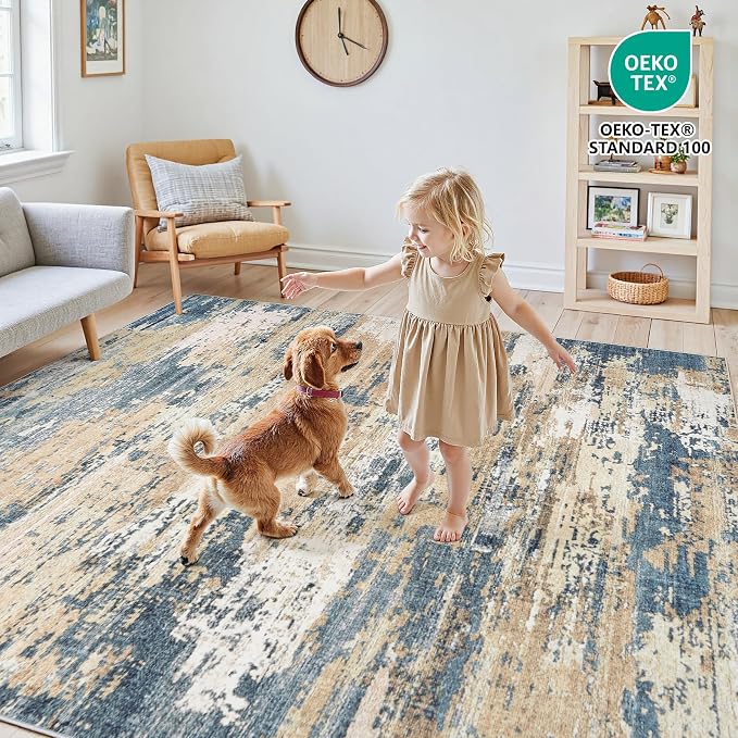 Area Rugs 5x7 Living Room: Large Soft Washable Rug Modern Abstract Anti-Skid - Image 5