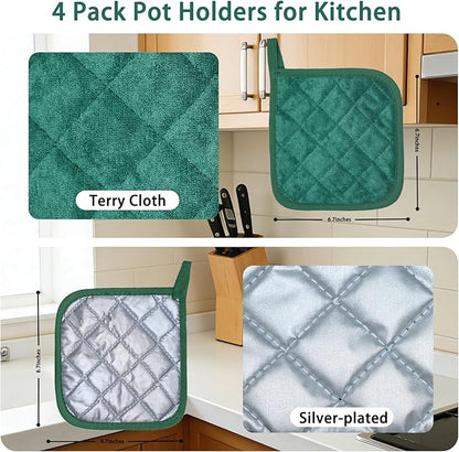 4 Pack Pot Holders for Kitchen Clearance Oven Potholders Sets for Kitchens Hot - Image 3