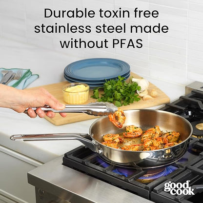 GoodCook Stainless Steel Deep Saute Pan 10.25-Inch, Oven-Safe to 500F & - Image 3
