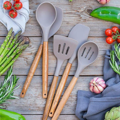 Kitchen Utensils Set, Silicone Cooking Utensils Set, Non-Stick Silicone Spatula - Image 7