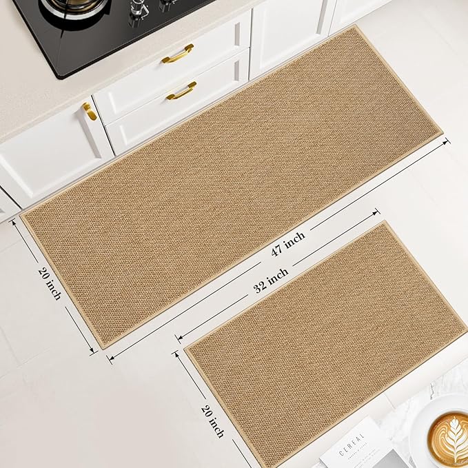 Kitchen Rugs and Mats, Non Slip Washable Set of 2 PCS, Absorbent Kitchen Mats - Image 2