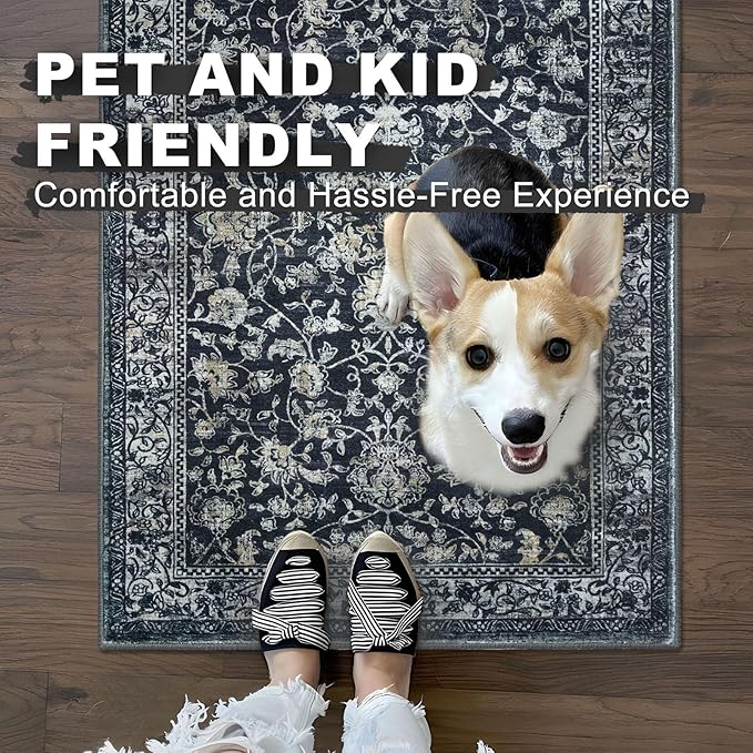 KILOCOCO Runner for Hallway 3x16 Runner Rug Printed Vintage Floral Washable Rug - Image 4