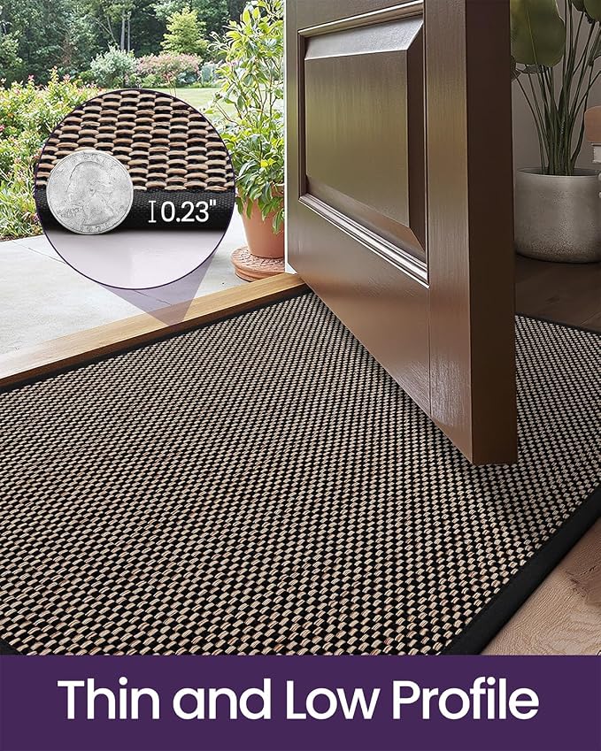 DEXI Ultra Thin Entryway Indoor Door Mat 24x36, Non Slip Rubber Backing Inside - Image 4