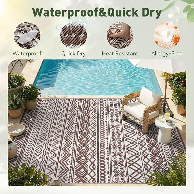 MontVoo-Outdoor Rug Carpet Waterproof 6x9 ft Reversible Patio Rug RV Camping - Image 4