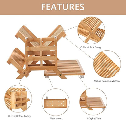 HBlife Bamboo Dish Drying Rack - Image 3